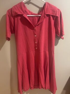 Short Sleeve Tunic Top Red